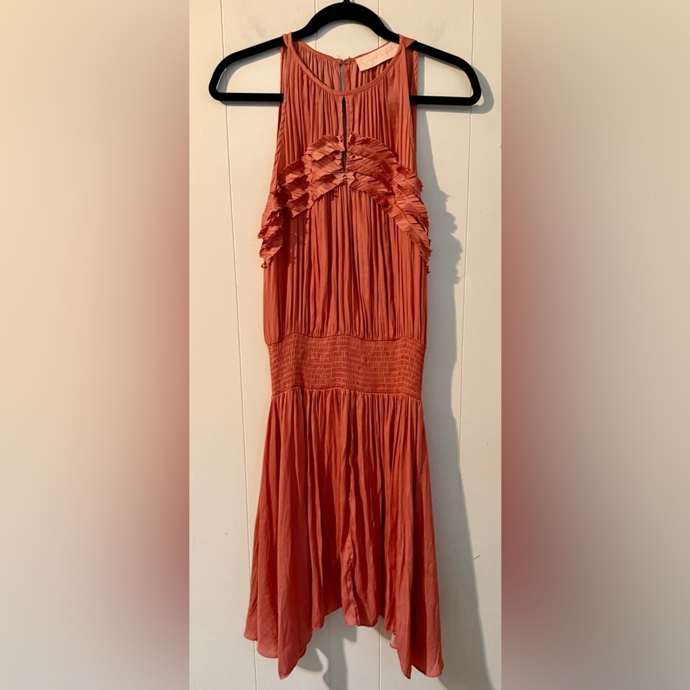 Gypsy & Rose Rust Orange Sleeveless Ruffled Women's Dress, Size M